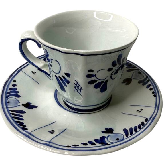 Delftware Delft Blue Dutch TEA CUP & SAUCER SET Blue White Demitasse Espresso - Picture 4 of 9